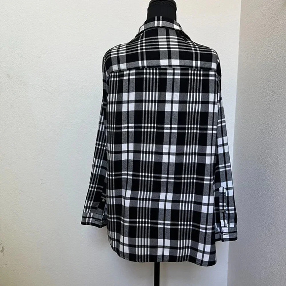 Jachs Girlfriend Oversized Plaid Flannel Black & White Size XL - Picture 3 of 5
